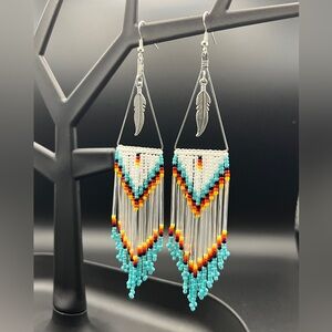 Beaded Fringe Dangle Earrings